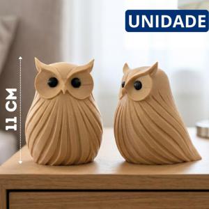 Coruja Decorativa Nude 11Cm Resina Elegante Minimalista Presente Decoração