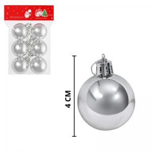 Bola Natal 40Mm Met.prata C/6 Bolas - Centro Oes