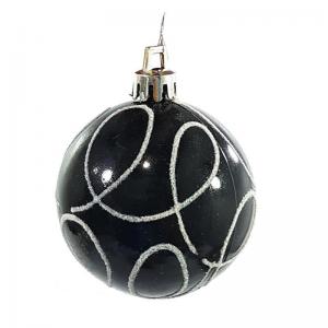 Bola Natal 60Mm Decorada Preta com 6 Bolas - Muito Brot