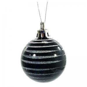 Bola Natal 50Mm Decorada Preta com 6 Bolas - Muito Brot