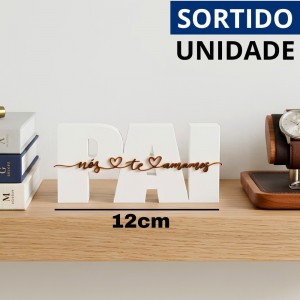 Placa Decorativa Pai Frase 3D 12,5Cm Presente Criativo Amor