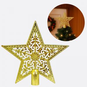 Ponteira Estrela Dourada Natal 14Cm Decoração