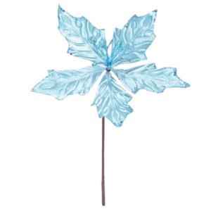 Enfeite Natal Flor Bico Papagaio Azul com Glitter 25Cm - Cromus