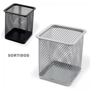 Porta-Caneta Aramado Metálico Preto/Prata Escritório