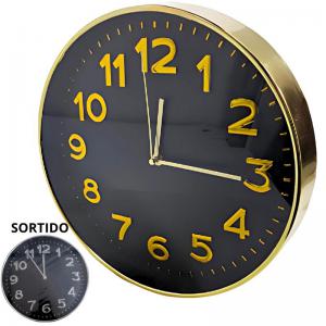 Relógio de Parede Elegante Borda Dourada 30Cm