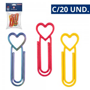 Clips Plástico Coração Colorido 20 Unidades - Organização Fofa Papéis Documentos