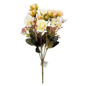 Buque Misto Rosas com Hortência Salmão com 5 Galhos 32Cm - Grillo