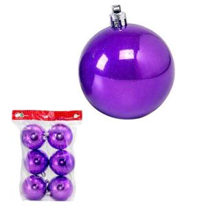 Bola Natal 60Mm Met.roxo C/6 Bolas Centro Oes