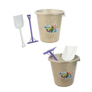 Balde de Praia Infantil com Pá e Rastelo Grande - Mini Toys