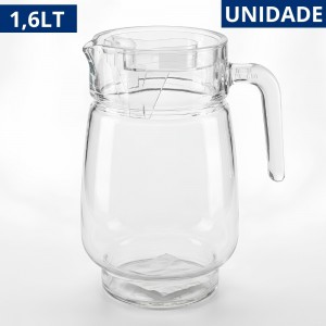 Jarra de Vidro Transparente com Alça e Tampa 1,6L