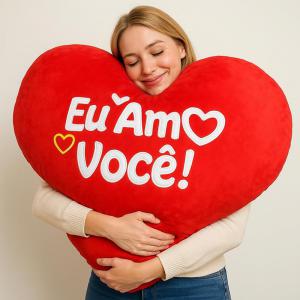 Almofada Pelucia Coração com Frase Extra Grande - 313 Conf - Ddn