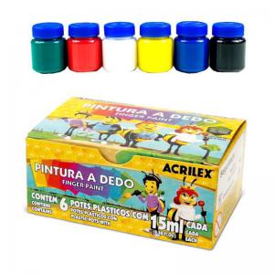 Kit Pintura Dedos Acrílica 6 Cores 15Ml Infantil