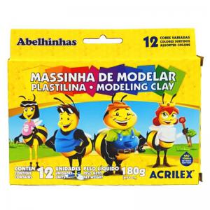 Kit Massa Modelar Acrílex 12 Cores 180G Infantil