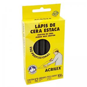 Lápis Cera Carpinteiro Estaca Preto - Kit 12 Unidades - Profissional