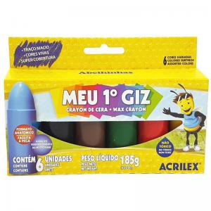 Kit Giz de Cera Infantil Meu Primeiro Giz com 6 Cores