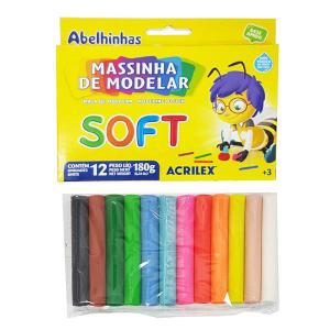 Massa Modelar Soft Acrilex 12 Cores Infantil