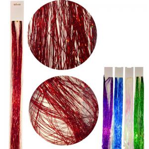 Fio Mecha Holográfica Cabelo Cores Sortidas 50Cm Brilho Fantasia Penteado