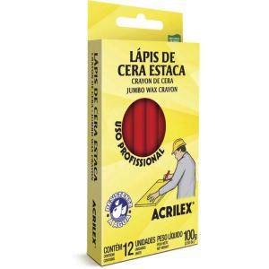 Giz de Cera Lapizao Estaca Vermelho Fogo Cx.c/12 Acrilex