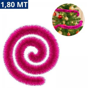 Festão Natalino Pink Metalizado 1,80M Decoração Festiva