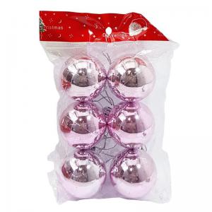 Bola Natal 50Mm Metalizada Rosa com 6 Bolas - Centro Oeste