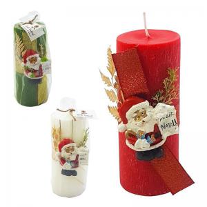 Vela Natal Papai Noel Decorada Redonda 15Cm - Detalhe Or