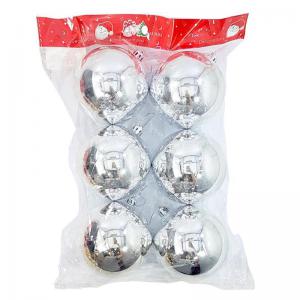 Bola Natal 80Mm Metalizada Prata C/6 Bolas - Centro Oeste