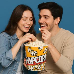 Pipoqueira Plástica Popcorn Md Amarela Filme Noite