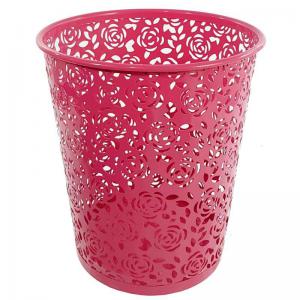 Lixeira Decorada Metal Rosas Vermelha 27Cm