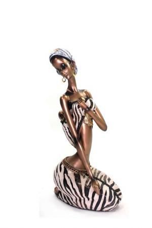 Mulher Resina Africana C/Bebe na Costa 42Cm Tascoinpot
