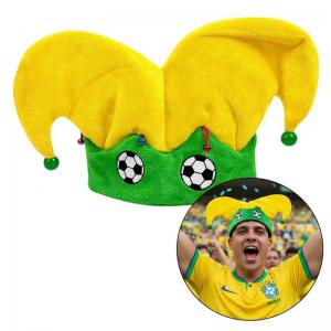 Chapeu Brasil Tecido Torcedor Joker Bobo da Corte com Guizo - Bem Brasil