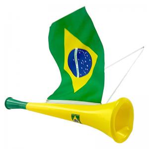Corneta Brasil Plástica com Bandeira Verde e Amarela  Brasil - Kriat