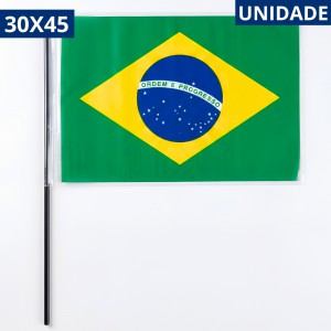 Bandeira Brasil Plastica 30X45 C/Cabo Md. Unidade