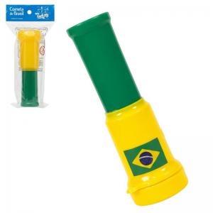 Corneta Plástica Brasil Verde Amarela 15Cm Torcida Copa Jogos
