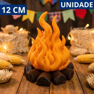 Fogueira Decorativa 3d Plástica Festa Junina 12cm para Vela Led