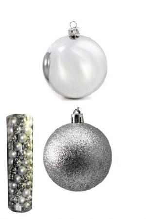 Bola Natal 60Mm Tubo Met/Fosca Prata C/83 Bolas Centro Oes