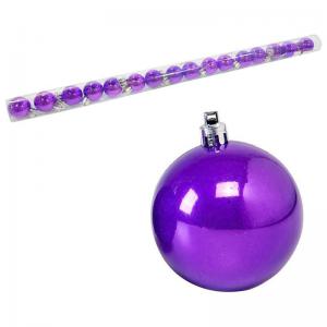 Bola Natal 30Mm Tubo Metalizada Lilás com 16 Bolas - C.o