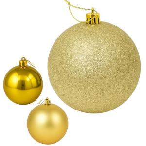 Bola Natalina Dourada 150Mm Glitter Decoração