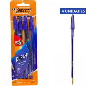 Caneta Bic Cristal Azul Esferográfica Pack 4 Unidades