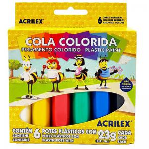 Cola Colorida Acrilex 6 Cores 23 Gramas Cada