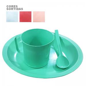 Kit Escolar Prato C/Copo e Colher - Sbrissa - Mcd