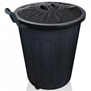 Cesto Plástico Grande Fechado 100 Litros Preto com Rodinhas - Arqplast
