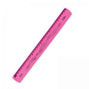 Régua Plástica Flexivel 30Cm Neon Rosa - Waleu