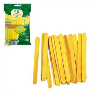 Palitos Escolares Amarelo Ponta Redonda 100 Unidades Theoto