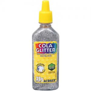 Cola Glitter Prata 23G Acrilex para Artesanato e Decoração
