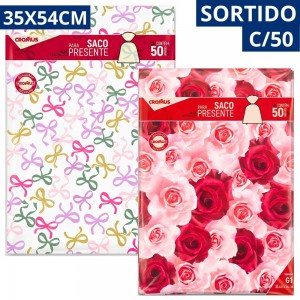 Saco Metalizado 35X54 Estampado Sortido Kit 50 Unidades Presente Brilhante