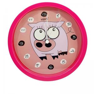 Relógio de Parede Porco Rosa Decorativo Infantil