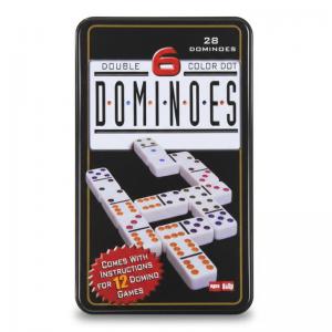 Domino Resina Branco na Lata com 28 Peças