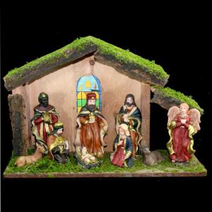 Presepio Resina C/Estabulo em Madeira  26X40Cm - Centro Oes