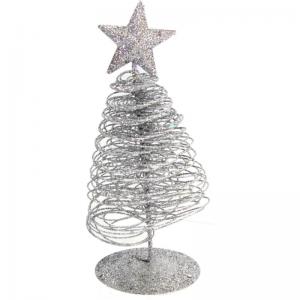 Enfeite Natal de Mesa Arvore Prata 30Cm - C.o