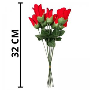Botão de Rosa Unitario para Presente Vermelho 32Cm com Embalagem com 12 Unidades